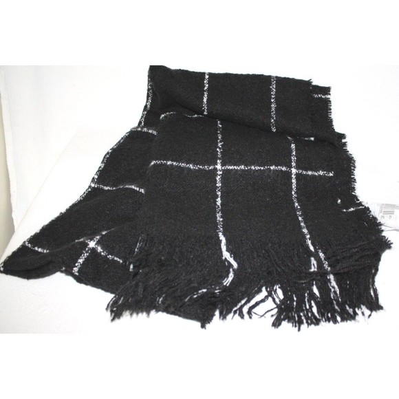 Charter Club Super Soft Neck Scarf Black/Ivory Windowpane - Picture 1 of 2